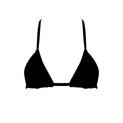 Classic Ruched Triangle Bikini Top - Black