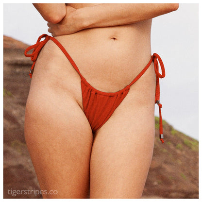Classic Ruched Triangle Bikini Bottom - Red - www.tigerstripes.co - Bikini Bottom