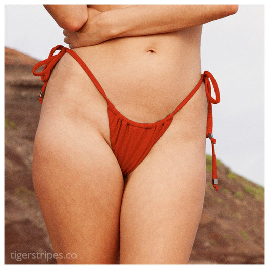Classic Ruched Triangle Bikini Bottom - Red - www.tigerstripes.co - Bikini Bottom