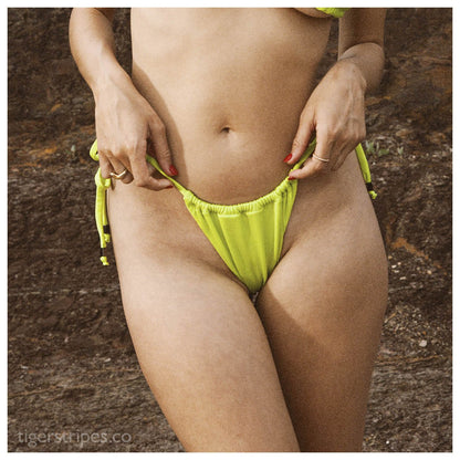 Classic Ruched Triangle Bikini Bottom - Signal Yellow - www.tigerstripes.co - Bikini Bottom