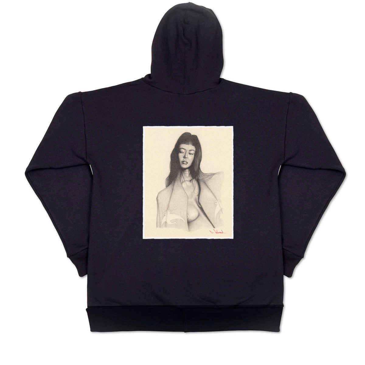 Limited Edition, Unisex Cotton Fleece Hoodie - Kimono Series, "Two White Cranes."