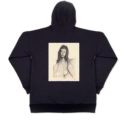Limited Edition, Unisex Cotton Fleece Hoodie - Kimono Series, "Two White Cranes."