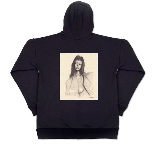 Limited Edition, Unisex Cotton Fleece Hoodie - Kimono Series, "Two White Cranes."