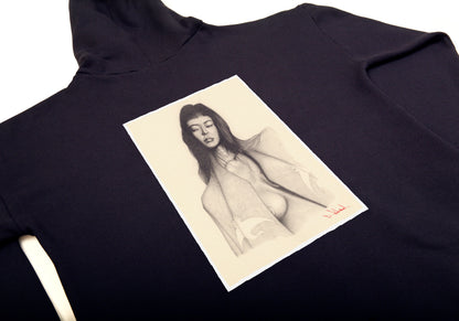 Limited Edition, Unisex Cotton Fleece Hoodie - Kimono Series, "Two White Cranes."