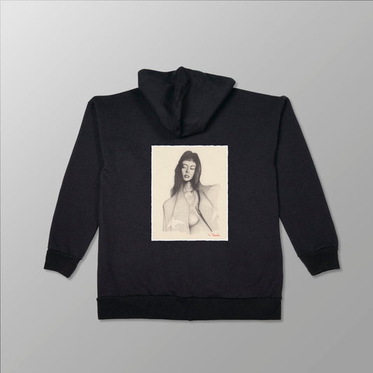 Limited Edition, Unisex Cotton Fleece Hoodie - "Two Cranes." - www.tigerstripes.co -