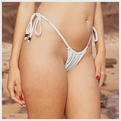 Classic Ruched Triangle Bikini Bottom - White