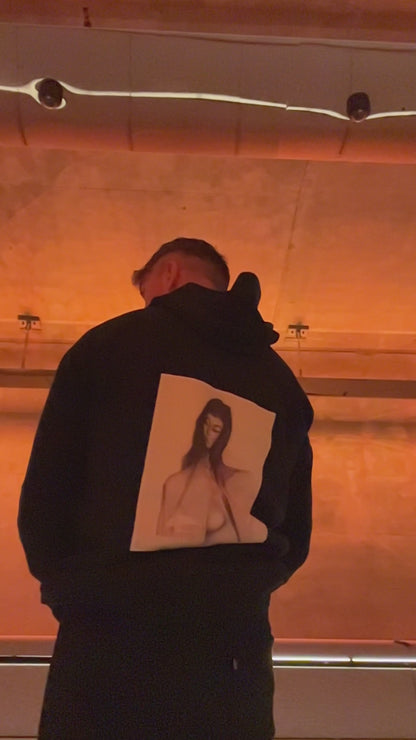 Limited Edition, Unisex Cotton Fleece Hoodie - Kimono Series, "Two White Cranes."