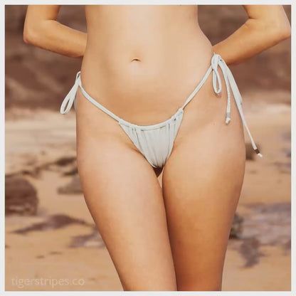 Classic Ruched Triangle Bikini Bottom - Eggshell Blue