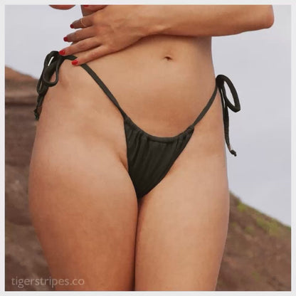 Classic Ruched Triangle Bikini Bottom - Black
