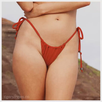 Classic Ruched Triangle Bikini Bottom - Red