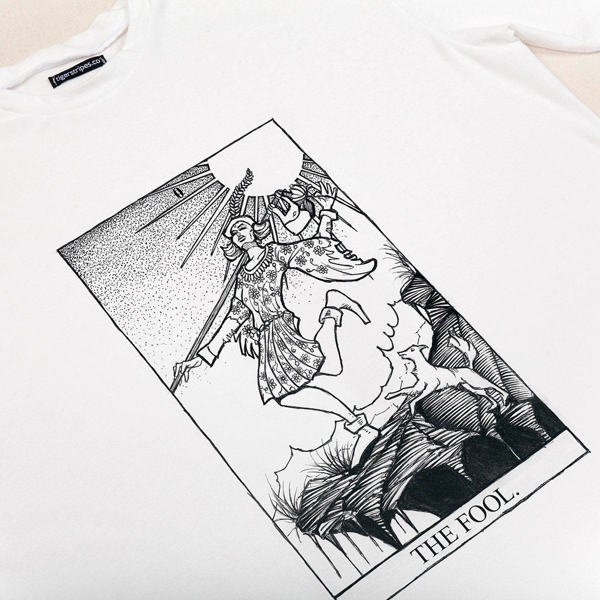 "The Fool." Rider Waite Tarot Series - Unisex Organic Cotton Tee - www.tigerstripes.co - tee