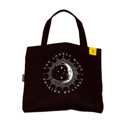 The Lonely Moon Celestial Series - Black Organic Cotton Canvas Tote Bag
