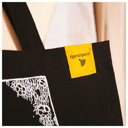 The Lonely Moon Celestial Series - Black Organic Cotton Canvas Tote Bag