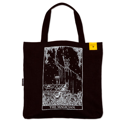 The Magician, Rider Waite Series - Black Organic Cotton Canvas Tote Bag