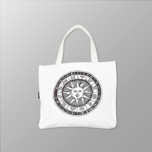 Zodiac Sun Dial - Organic Cotton Canvas Tote Bag