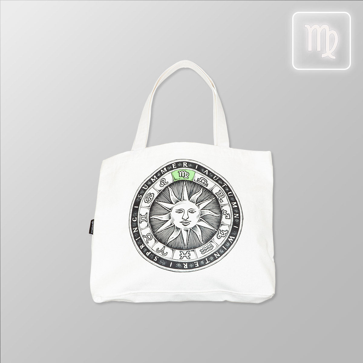 Zodiac Sun Dial - Virgo, Organic Cotton Canvas Tote Bag