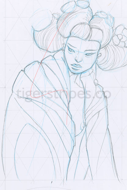 Geisha Moon Series 1 - (Mayumi) Limited Edition, Unisex Cotton Fleece Hoodie.