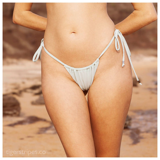 Classic Ruched Triangle Bikini Bottom - Eggshell Blue