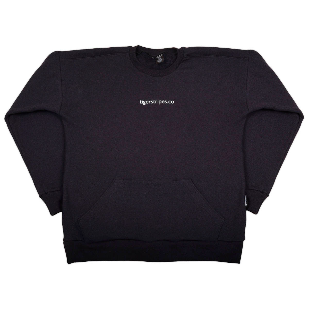 Unisex Cotton Fleece Sweater with Kangaroo Pouch Pockets -  Tigerstripes White Logo.