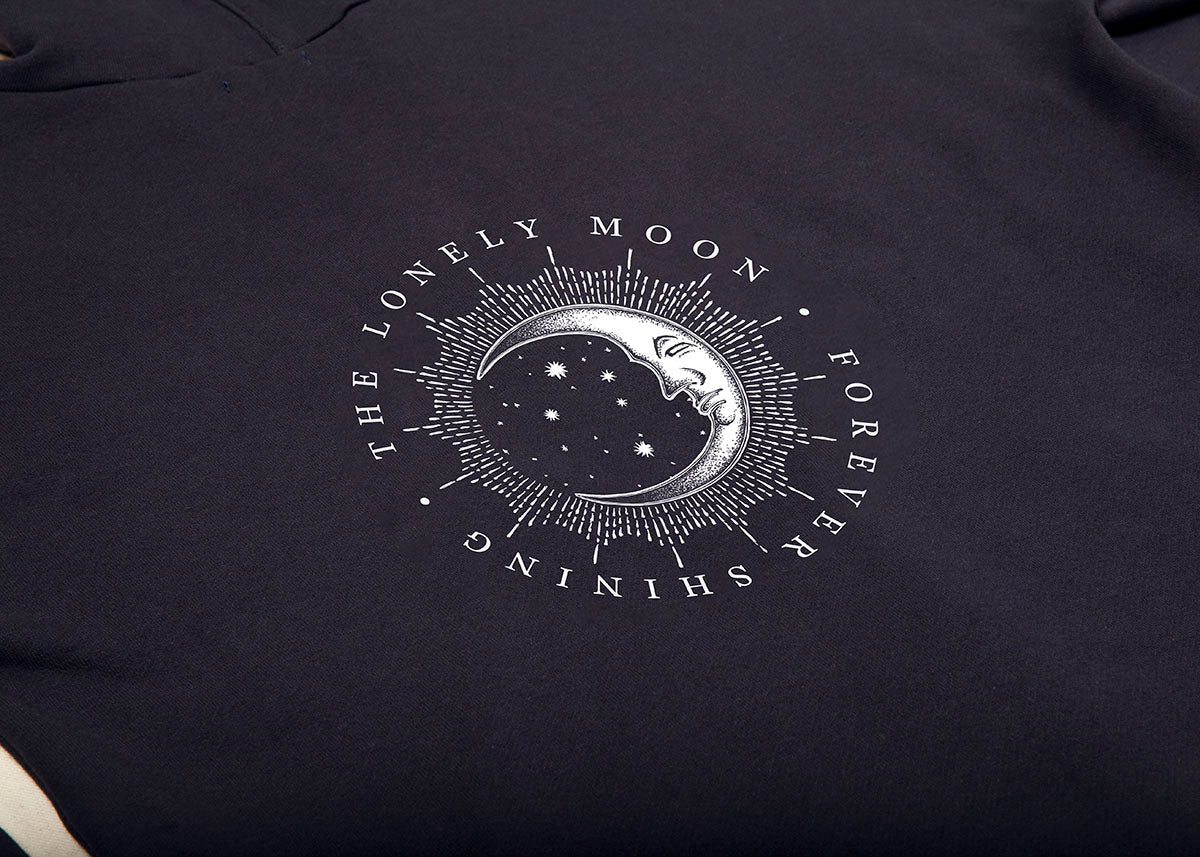 Unisex Cotton Fleece Hoodie - "Lonely Moon" (Celestial Series). - www.tigerstripes.co - hoodie