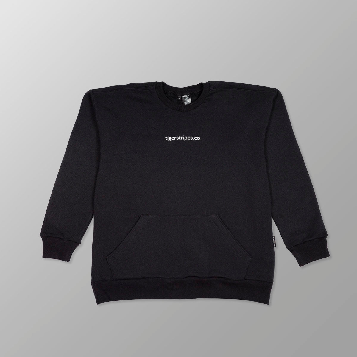 Unisex Cotton Fleece Sweater with Kangaroo Pouch Pockets - Tigerstripes White Logo. - www.tigerstripes.co - sweatshirt