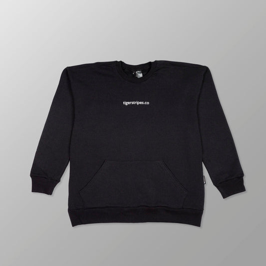 Unisex Cotton Fleece Sweater with Kangaroo Pouch Pockets - Tigerstripes White Logo. - www.tigerstripes.co - sweatshirt