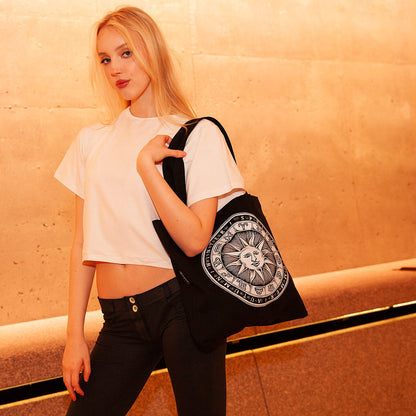 Zodiac Sun Dial - Organic Cotton Canvas Tote Bag - www.tigerstripes.co - Tote Bag