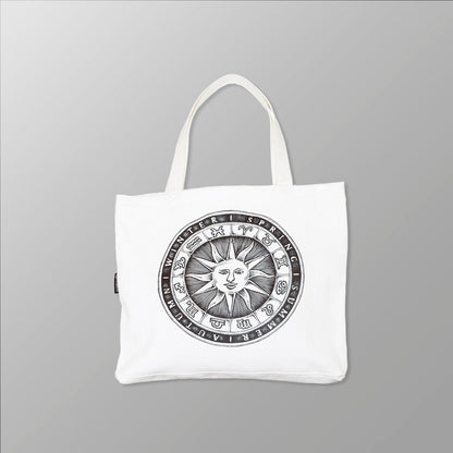 Zodiac Sun Dial - Organic Cotton Canvas Tote Bag - www.tigerstripes.co - Tote Bag
